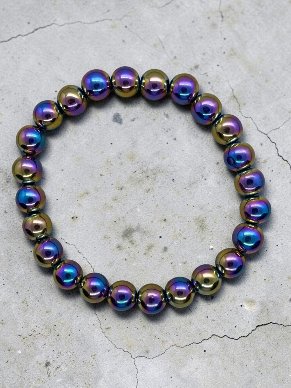 Rainbow Hematite Stretch Bracelet | Handmade - Picture 1 of 4
